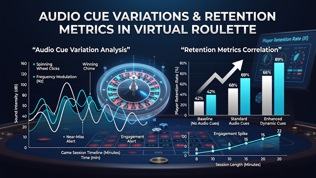 Comparative chart showing retention rates across different audio cue configurations in virtual roulette on mobile devices