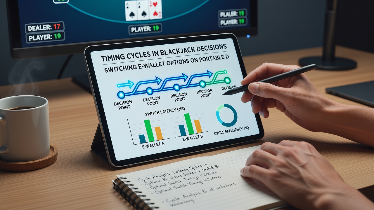 Graph displaying timing correlations between e-wallet switches and blackjack decision points on mobile devices