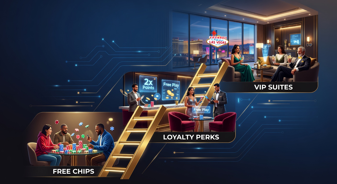 A casino player swiping a loyalty card at a slot machine, earning points toward higher tiers