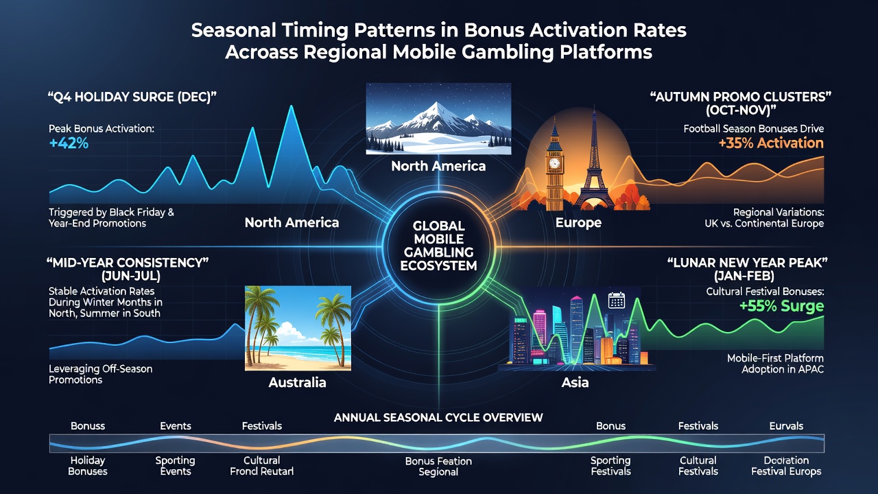 Analytics dashboard displaying regional bonus activation rates over seasonal periods