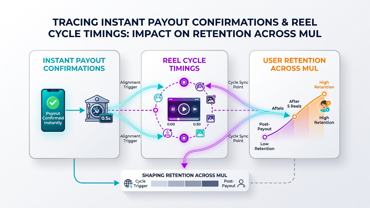 Analytics dashboard displaying retention metrics tied to payout and reel timing synchronization