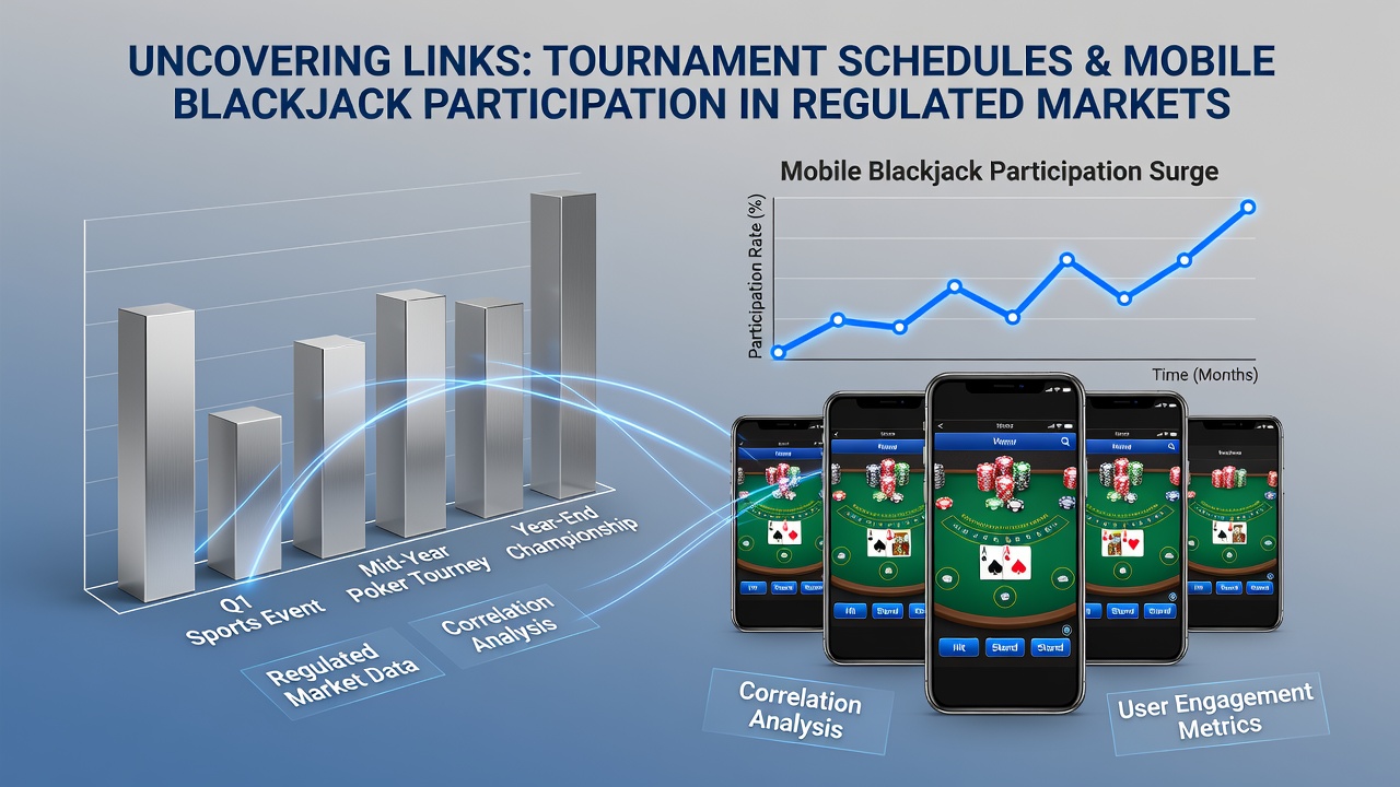 Graph showing mobile blackjack participation trends alongside major tournament schedules in regulated markets during 2025-2026