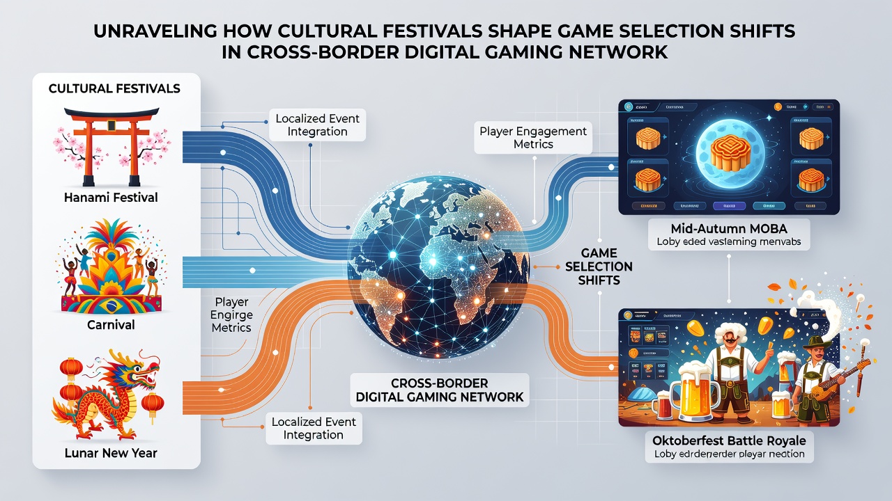 Players engaging with culturally themed games in interconnected digital networks during festivals